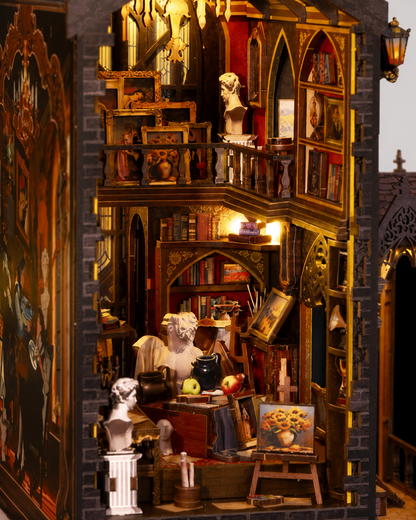 Book Nook Atelierul Artistului – Decor 3D pentru Bibliotecă și Rafturi