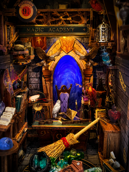 Book Nook Academia Magică – Decor 3D pentru Bibliotecă și Rafturi