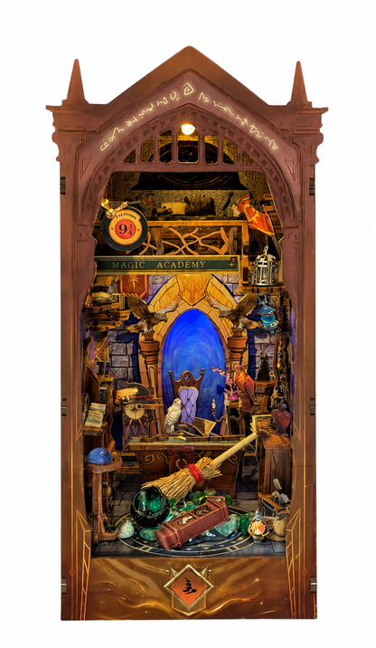 Book Nook Academia Magică – Decor 3D pentru Bibliotecă și Rafturi