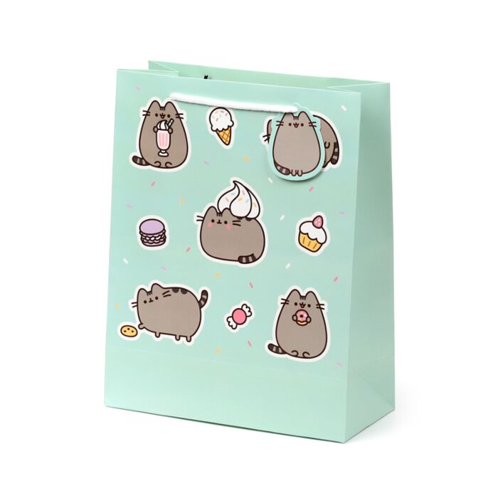 Punga cadou, Pusheen the Cat, Gift Bag, design pisica Pusheen cu dulciuri
