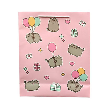 Punga cadou, Pusheen the Cat, Gift Bag, design pisica Pusheen cu cadouri si baloane