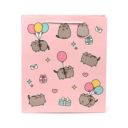 Punga cadou, Pusheen the Cat, Gift Bag, design pisica Pusheen cu cadouri si baloane