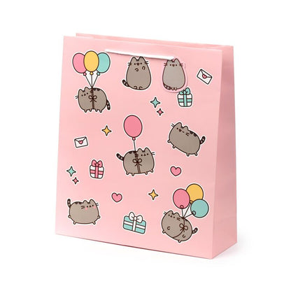 Punga cadou, Pusheen the Cat, Gift Bag, design pisica Pusheen cu cadouri si baloane