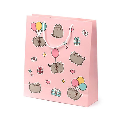 Punga cadou, Pusheen the Cat, Gift Bag, design pisica Pusheen cu cadouri si baloane