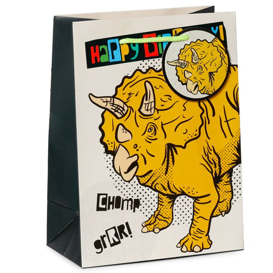 Punga cadou Dinozaur, text Happy Birthday, Dinosauria, tematica Aniversara pentru copii