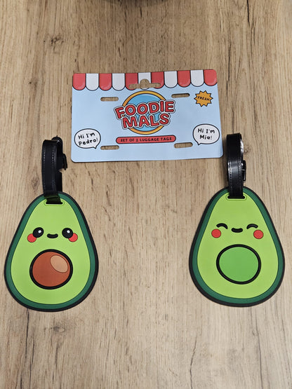 Set 2 etichete de bagaj, Pedro & Mia Avocado, design vesel Avocado, Foodiemals, Luggage Tag