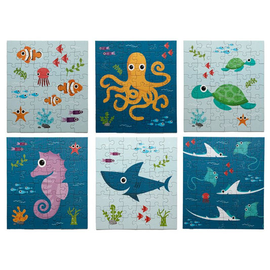 Puzzle surpriza pentru copii, din carton reciclat, Splosh Sealife, puzzle Jigsaw, animale marine, 48 de piese