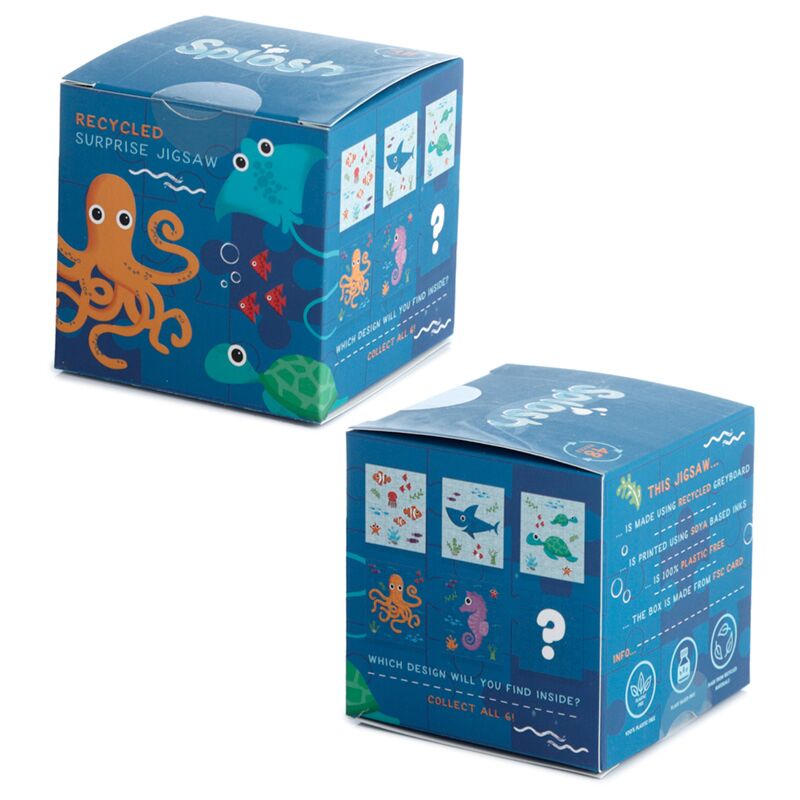 Puzzle surpriza pentru copii, din carton reciclat, Splosh Sealife, puzzle Jigsaw, animale marine, 48 de piese