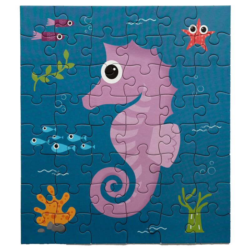 Puzzle surpriza pentru copii, din carton reciclat, Splosh Sealife, puzzle Jigsaw, animale marine, 48 de piese
