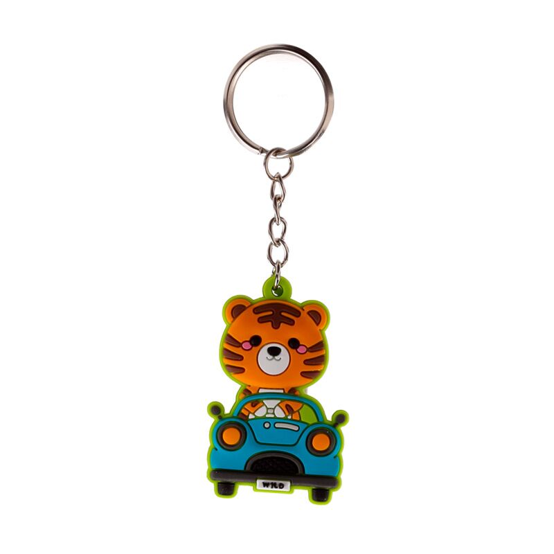 Breloc pentru copii, Tigrul Alfie in masinuta, Adoramals, 11 cm