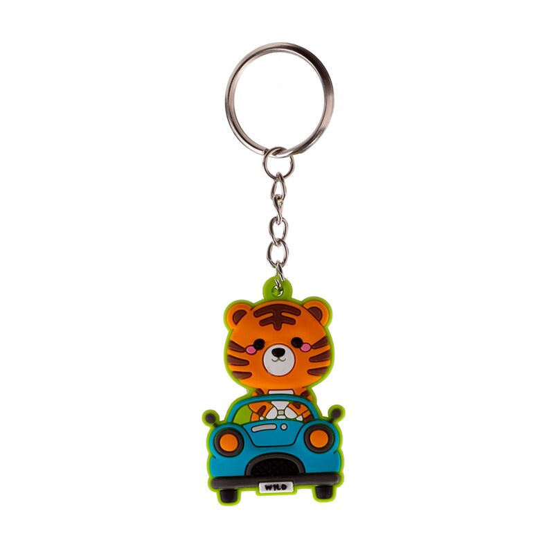 Breloc pentru copii, Tigrul Alfie in masinuta, Adoramals, 11 cm