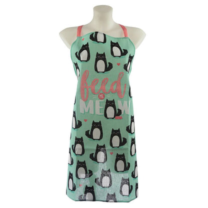Șorț de bucătar Feline Fine cu pisici, 80x72 cm, verde – ideal pentru gătit, cadou, bucătărie