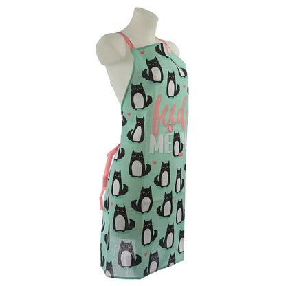 Șorț de bucătar Feline Fine cu pisici, 80x72 cm, verde – ideal pentru gătit, cadou, bucătărie