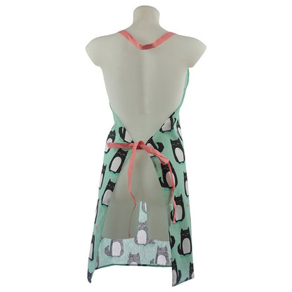 Șorț de bucătar Feline Fine cu pisici, 80x72 cm, verde – ideal pentru gătit, cadou, bucătărie