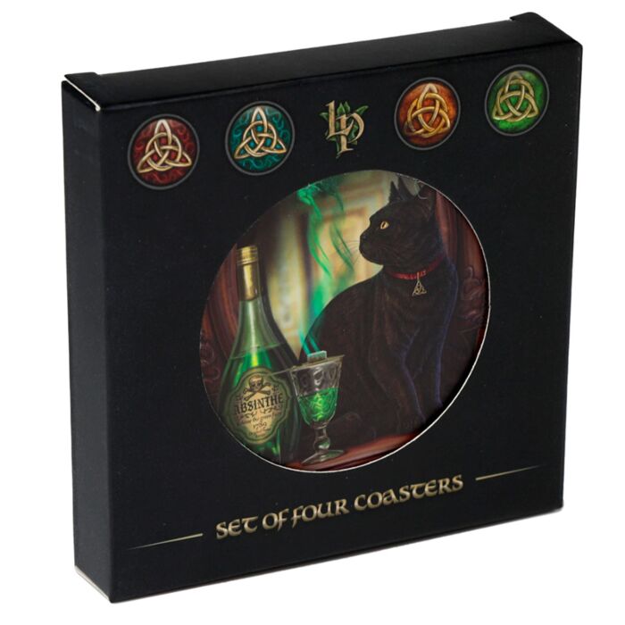 Set 4 coastere / suport pahare, din plută, design „Pisicile Magice ale Lisei Parker”