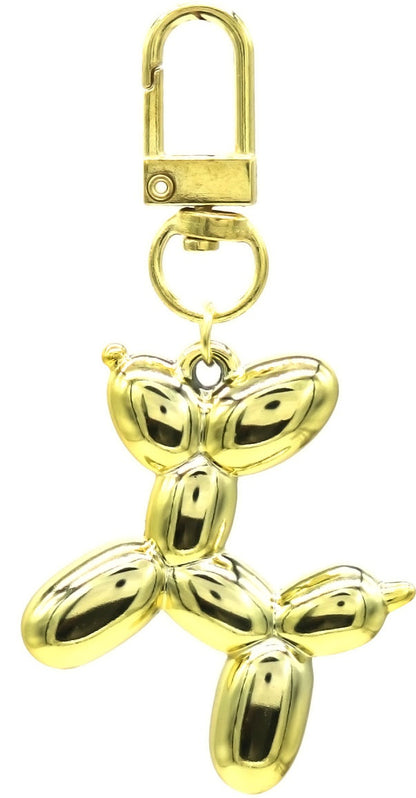 Breloc model câine balon, auriu, 5 cm, cadou original și strălucitor