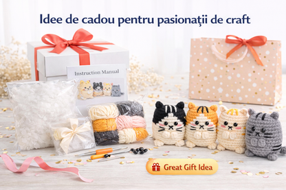 Kit Crosetat Pisici pentru Incepatori – Set DIY cu Instructiuni si Video