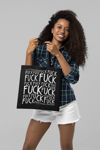 Tote Bag, bumbac premium, ilustrație originală, text Sophisticated