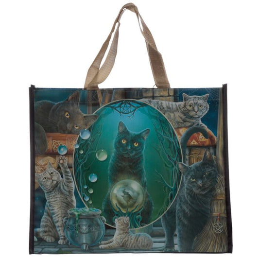 Geanta / Sacosa de cumparaturi, Lisa Parker, model pisica Magic Cat Montage, Shopping Bag, Reutilizabila