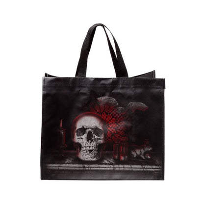 Sacoșă de cumpărături, Gotică, design craniu, liliac, cărți, stil gotic, Shopping Bag