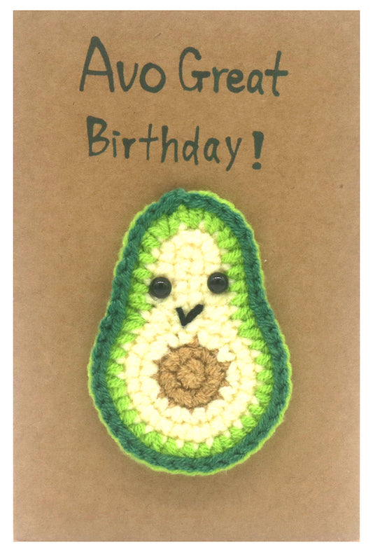 Felicitare croșetată, aniversară, model Avocado, Avo Great Birthday