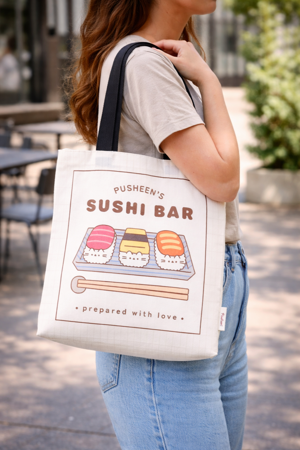 Geantă textilă reutilizabilă Pusheen Sushi, Bento Club – Tote Bag pentru cumpărături