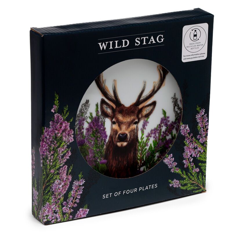 Set de 4 farfurii de picnic, camping, gratar, Wild Stag, model cerb, plastic reciclat