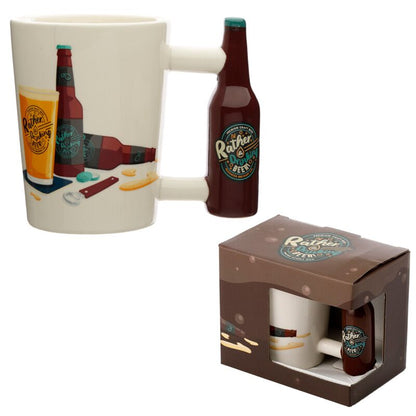Ceramic 3D mug with beer-themed design, 'I'd Rather Be Drinking Beer,' 300 ml, in gift box.
