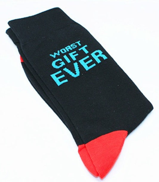Șosete unisex, mesaj haios "Worst gift ever", mărime universală