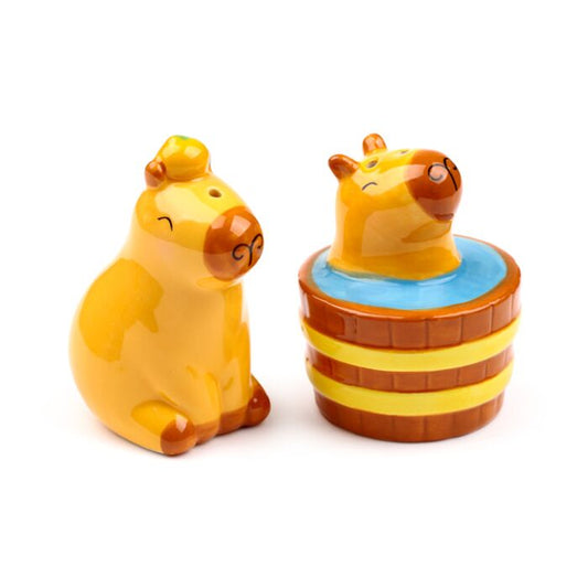 Set 2 recipiente pentru sare si piper, din ceramica, in forma de Capybara