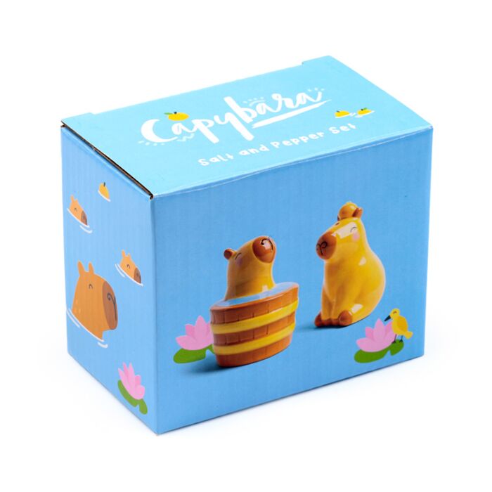 Set 2 recipiente pentru sare si piper, din ceramica, in forma de Capybara