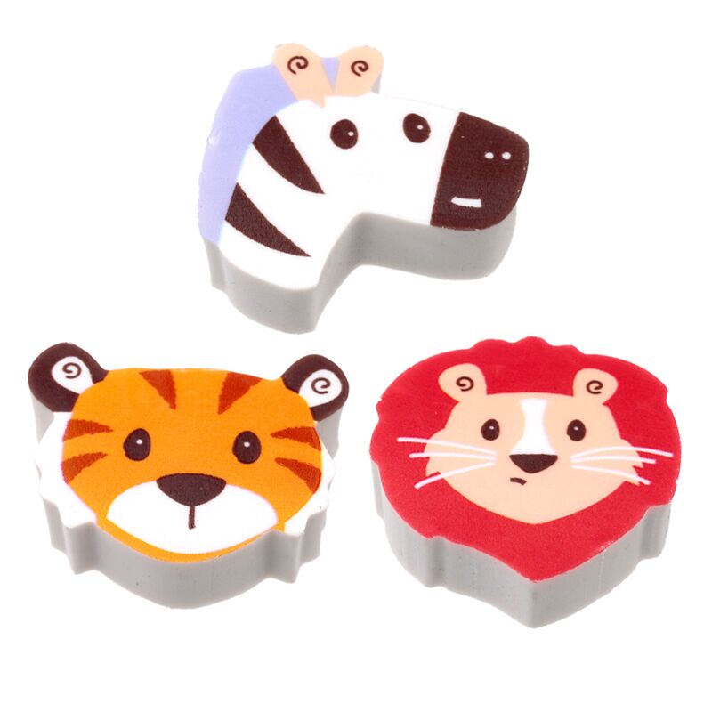 Set 3 Gume de șters Zooniverse, pentru școală, design animale sălbatice