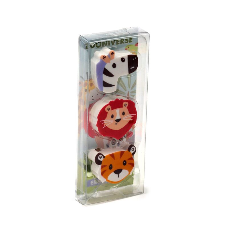 Set 3 Gume de șters Zooniverse, pentru școală, design animale sălbatice