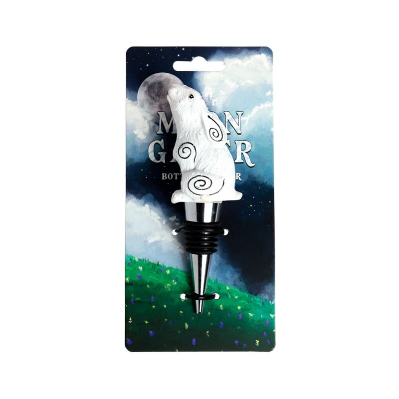 Dop pentru sticla de vin, decorativ, cu iepure privind luna, din rasina, Moon Gazing Hare, 13 cm