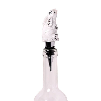 Dop pentru sticla de vin, decorativ, cu iepure privind luna, din rasina, Moon Gazing Hare, 13 cm