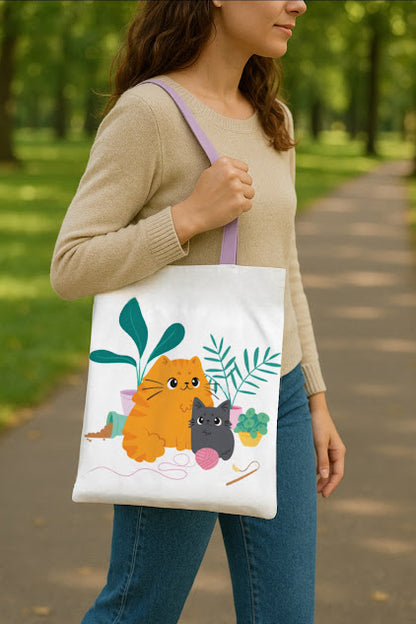 Geantă Tote Bag, reutilizabilă, cu pisici, Beans & Co
