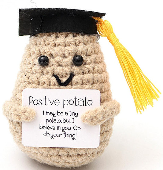 Mascotă croșetată, model cartof, Positive Student, Cadou Absolvire