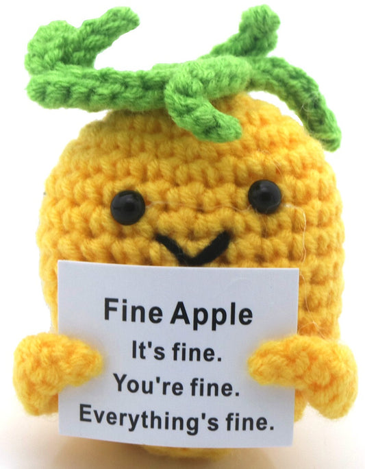 Mascotă croșetată, model ananas, Positive Pineapple, mesaj motivațional