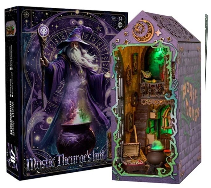 Book Nook Casa Magică a Vrăjitorului – Decor 3D pentru Bibliotecă și Rafturi