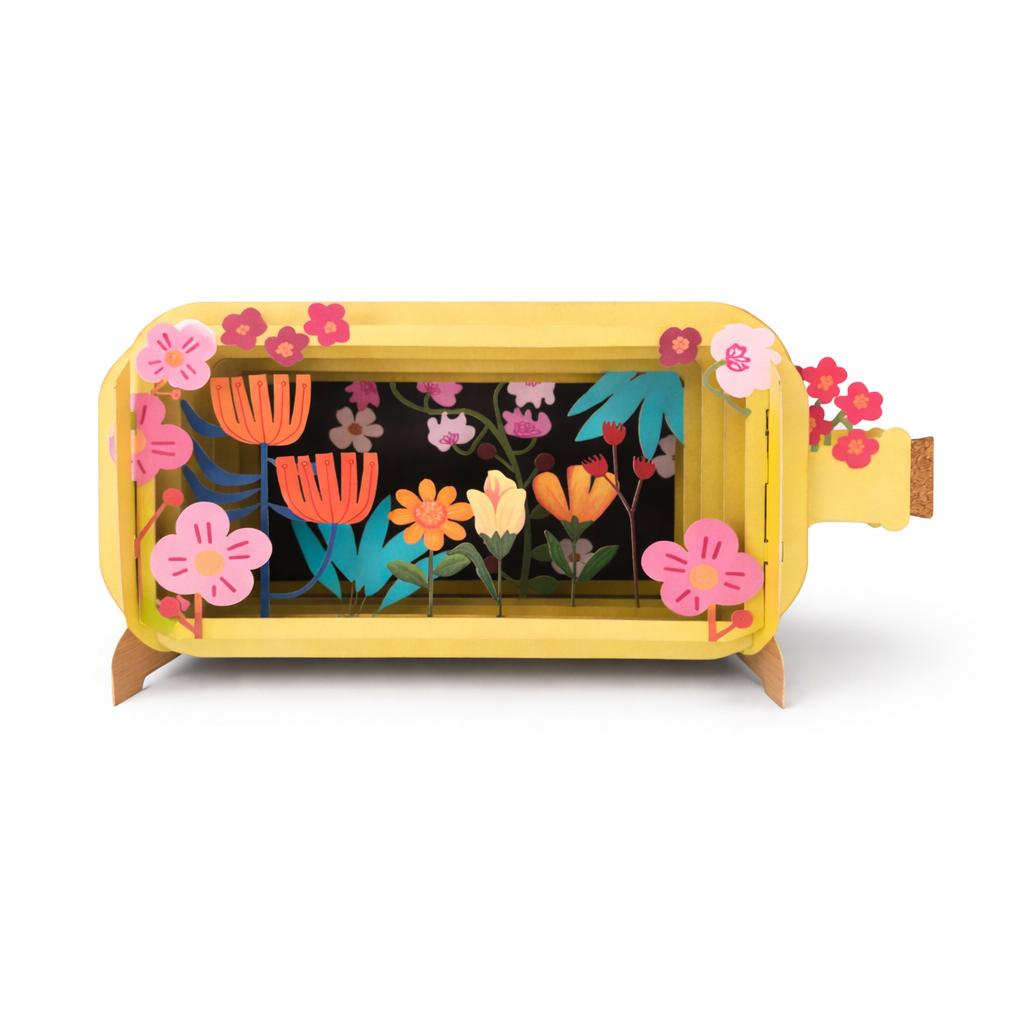 Felicitare 3D Message in a Bottle, Grădină de flori