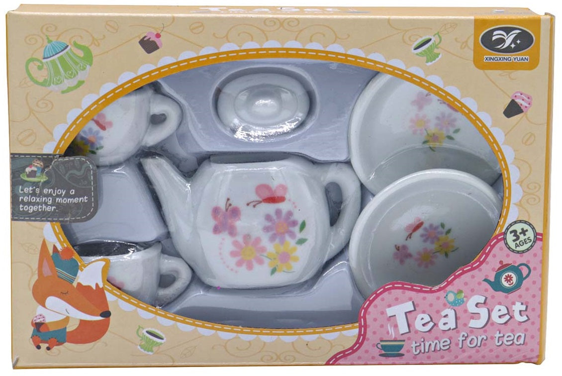 Set ceai copii ceramică, design floral, perfect pentru jocuri și petreceri