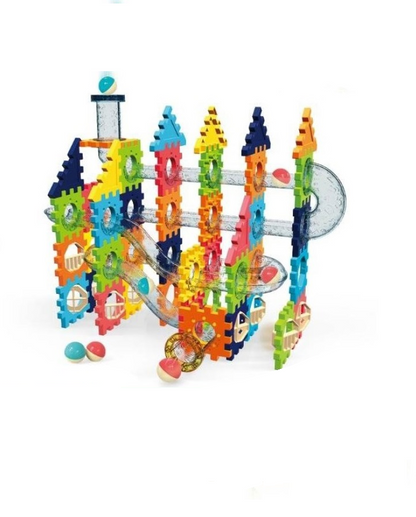 Set construcție cu piese de îmbinat/asamblat, conducte și biluțe, Building Blocks Pipeline, 95 piese