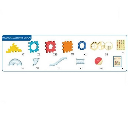 Set construcție cu piese de îmbinat/asamblat, conducte și biluțe, Building Blocks Pipeline, 95 piese