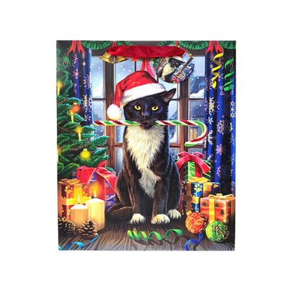 Pungă cadou Crăciun, Lisa Parker, Pisica Krampus, design festiv