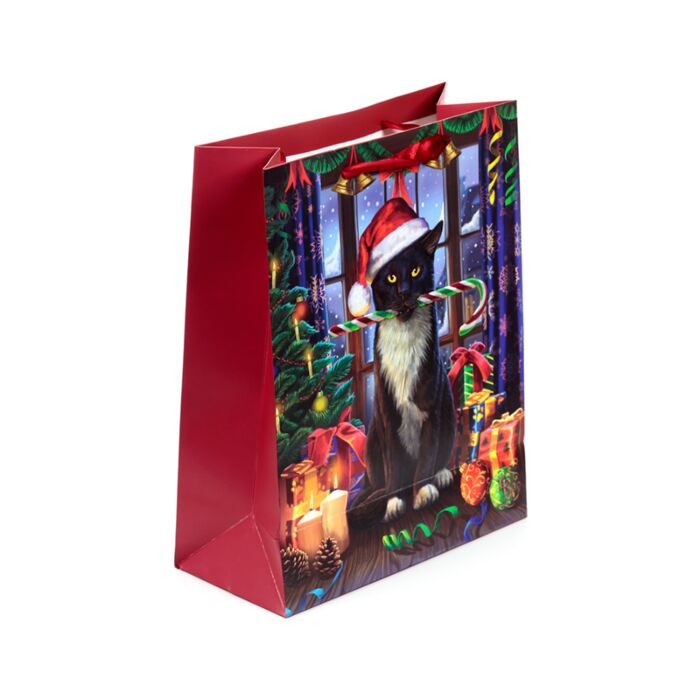Pungă cadou Crăciun, Lisa Parker, Pisica Krampus, design festiv