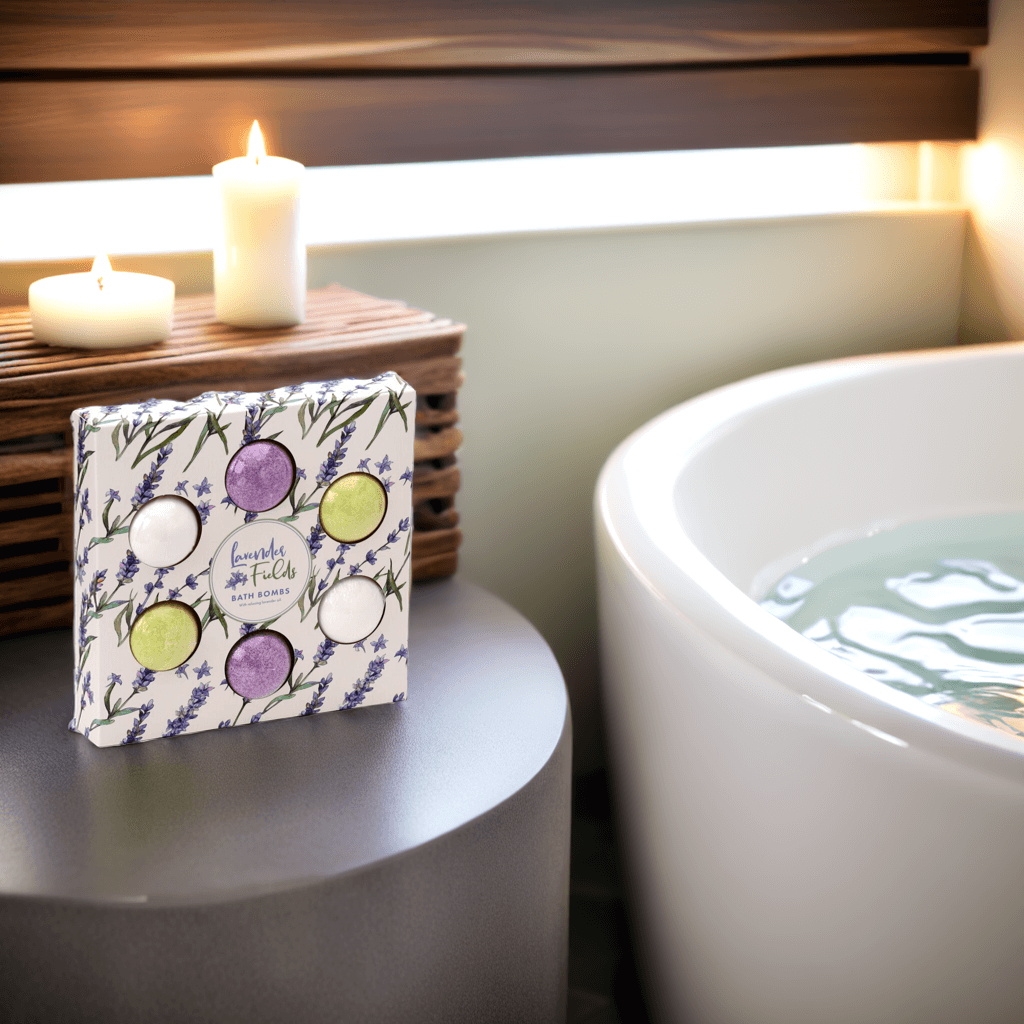 Set 6 bombe de baie cu lavandă, pentru un băi relaxante și aromaterapie