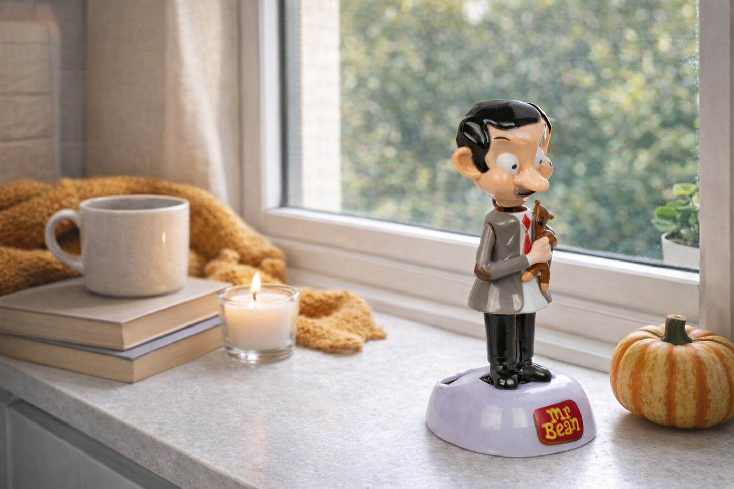 Decorațiune solară, figurină, Mr Bean & Teddy, pentru interior
