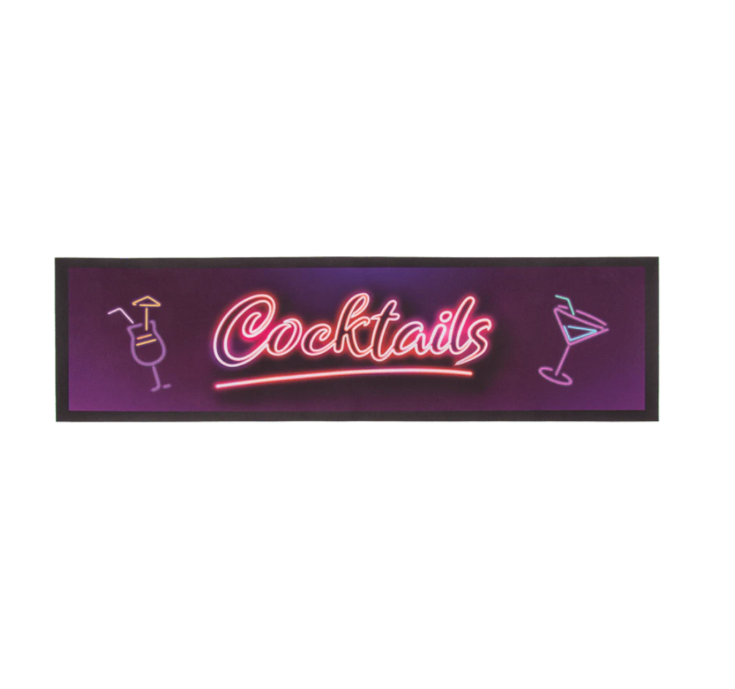 Covoraș de bar decorativ Cocktails, cu efect neon, antiderapant