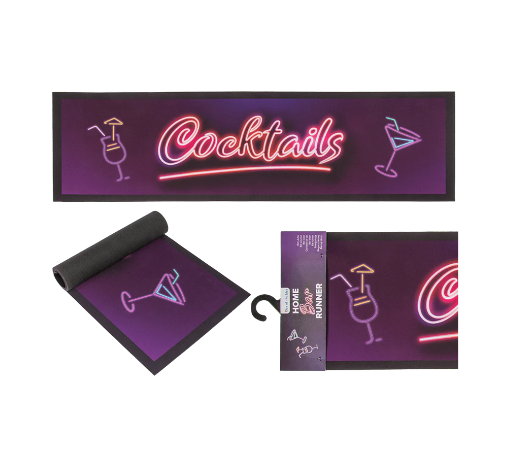 Covoraș de bar decorativ Cocktails, cu efect neon, antiderapant