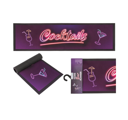 Covoraș de bar decorativ Cocktails, cu efect neon, antiderapant